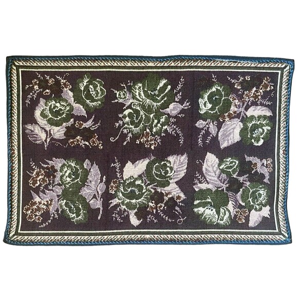 2 Tapestry Place Mats Purple Rose Cottagecore Bistro Style Flowers 19x13” - Picture 7 of 9